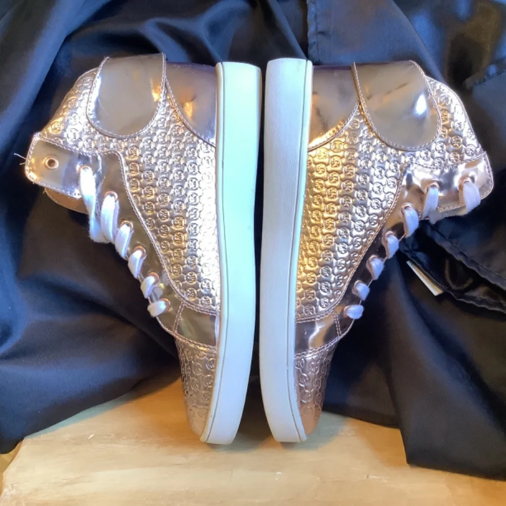 EUC Michael Kors Gold Embossed Ivy Lexie hi top‎ sneakers - Picture 12 of 13
